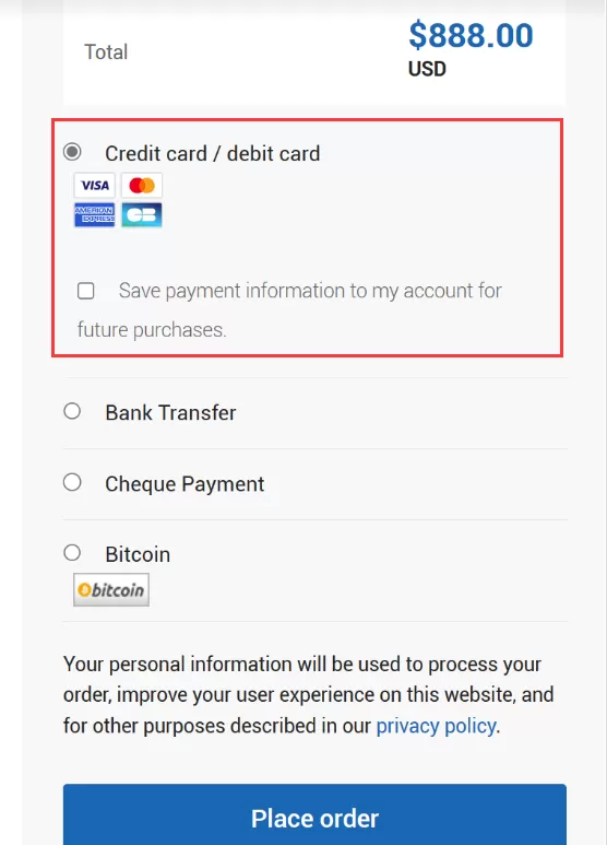 woocommerce payments 结账页无法显示银行卡输入框-易模板